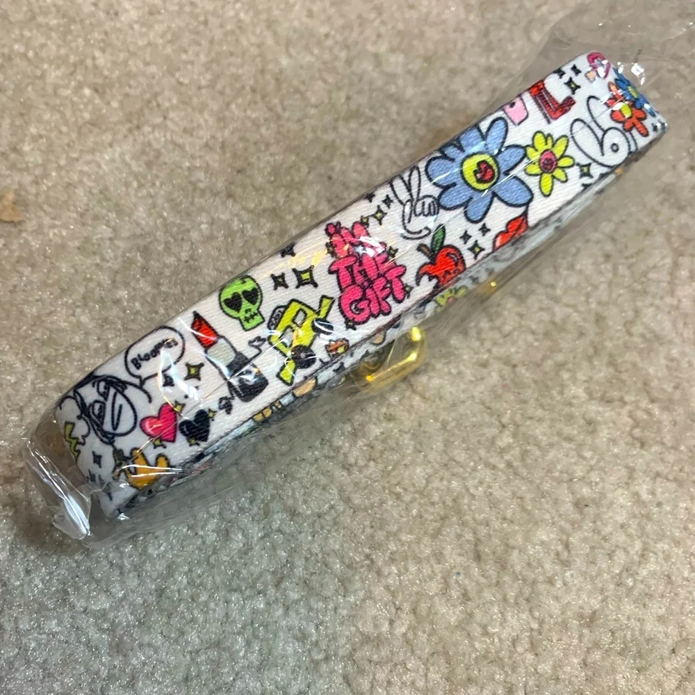 New Bloomies Doodle‎ Gold-Tone & Printed Fabric Leash White One Size